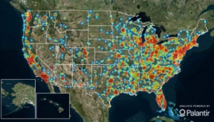Heat Map of US showing Human Trafficking Instances